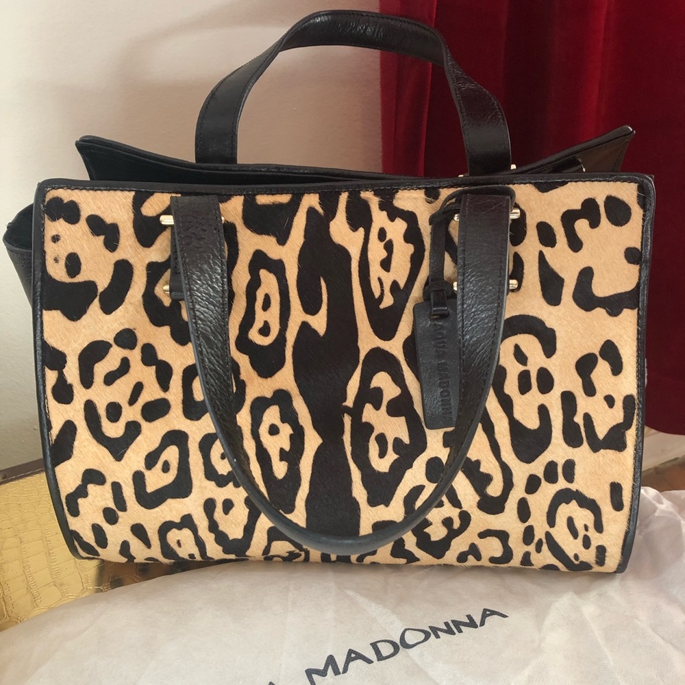 Aqua Madonna Leopard Print Handbag
